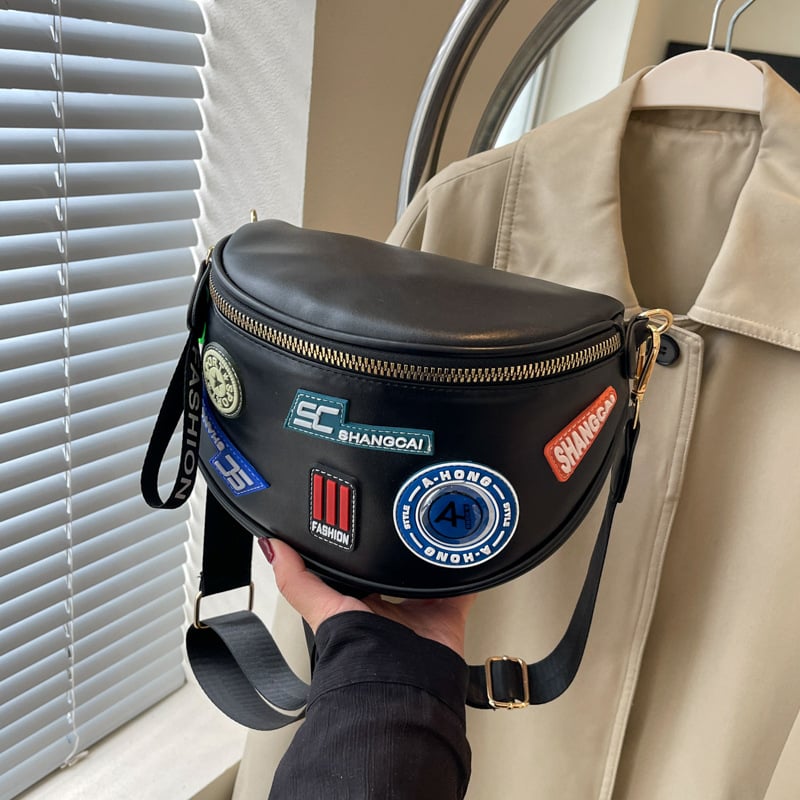 Ženska PU crossbody torba u obliku školjke, zatvarač, laminirano unutarnje, poliester podstava, gradska jednostavnost, proljeće 2025