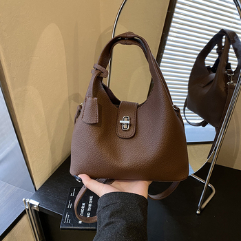 Ženska crossbody torba u obliku kante – PU koža, zaključavanje kopčom, džep za telefon, s jednom naramenicom, urbani minimalistički stil