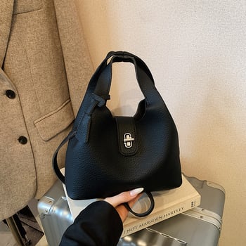 Ženska crossbody torba u obliku kante – PU koža, zaključavanje kopčom, džep za telefon, s jednom naramenicom, urbani minimalistički stil