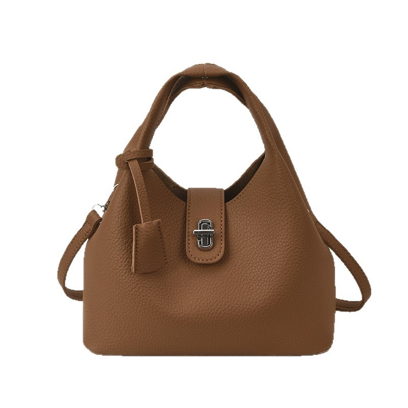 Ženska crossbody torba u obliku kante – PU koža, zaključavanje kopčom, džep za telefon, s jednom naramenicom, urbani minimalistički stil