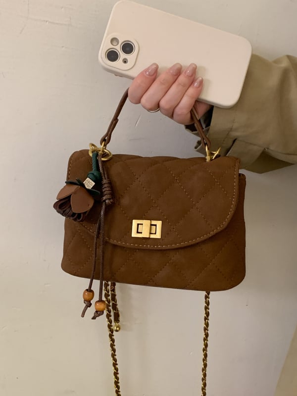 PU crossbody torbica, gradski minimalistički stil, horizontalni kvadratni oblik, zaključavanje lokkom, unutarnja džep sa zip zatvaračem
