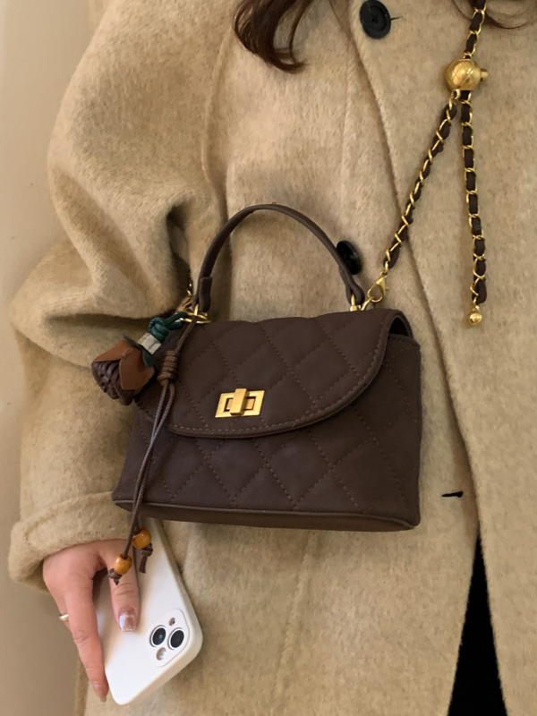 PU crossbody torbica, gradski minimalistički stil, horizontalni kvadratni oblik, zaključavanje lokkom, unutarnja džep sa zip zatvaračem