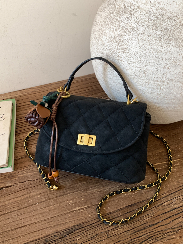 PU crossbody torbica, gradski minimalistički stil, horizontalni kvadratni oblik, zaključavanje lokkom, unutarnja džep sa zip zatvaračem