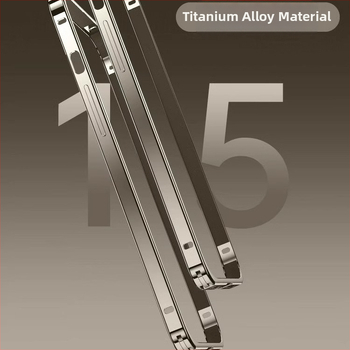 Pouzdro pre iPhone 14 Pro Max a iPhone 15 Pro Max s rámom z kovu titan farby, ultra tenké plné krytie, proti pádu a proti otlačkom prstov; zliatina hliníka, obrábanie