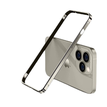 Carcasă pentru iPhone 14 Pro Max și iPhone 15 Pro Max cu ramă metalică culoare titan, ultra-subțire, protecție totală, anti-cădere și anti-amprente; aliaj de aluminiu, prelucrare