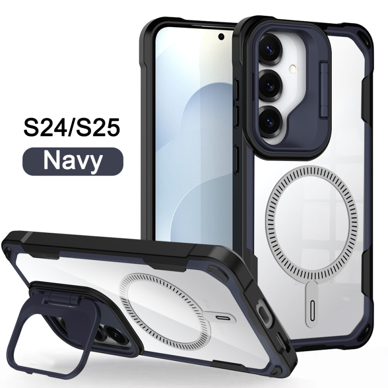 Carcasă Samsung S24 Ultra cu magneți 3-în-1 anti-amprente și suport multifuncțional, carcasă dură, acrilic+PC+TPU