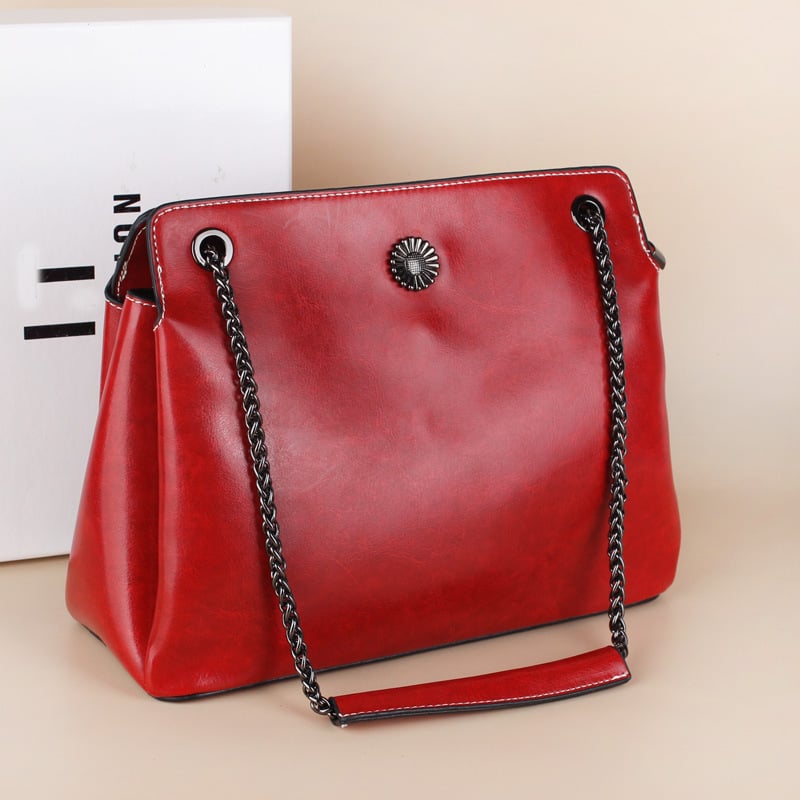 PU верижна чанта за рамо тип кофа със цип, ламиниран вътрешен джоб и полиестерна подплата