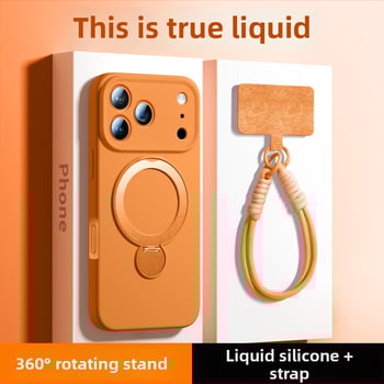 Pouzdro pre iPhone 17 Pro Max / 17 Pro — tekutý silikón, magnetická opora, 360° stojan, proti pádu, proti otlačkom prstov