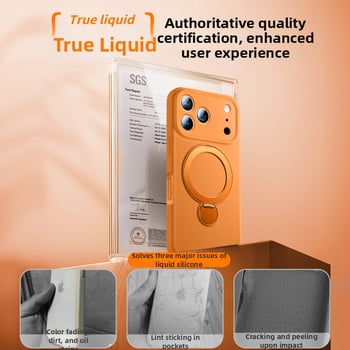 Pouzdro pre iPhone 17 Pro Max / 17 Pro — tekutý silikón, magnetická opora, 360° stojan, proti pádu, proti otlačkom prstov