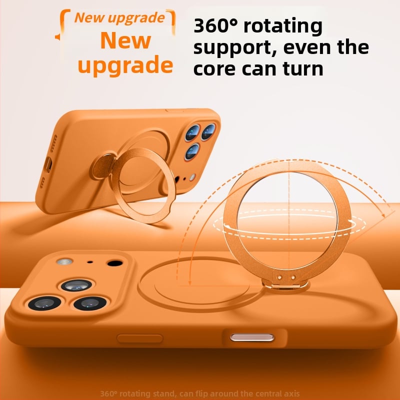 Pouzdro pre iPhone 17 Pro Max / 17 Pro — tekutý silikón, magnetická opora, 360° stojan, proti pádu, proti otlačkom prstov