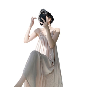 Νυχτερινό φόρεμα για γυναίκες με εκτύπωση, υψηλής ποιότητας, χωρίς μανίκια, χωρίς γιακά, midi μήκος.