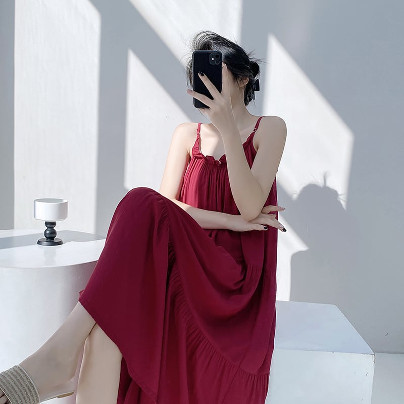 Νυχτερινό φόρεμα για γυναίκες με εκτύπωση, υψηλής ποιότητας, χωρίς μανίκια, χωρίς γιακά, midi μήκος.