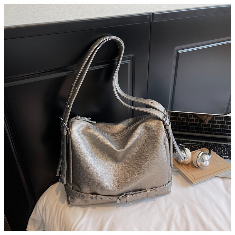 Дамска Tote чанта, уличен стил, PU кожа, хоризонтална квадратна форма, ципово затваряне, вътрешен джоб с цип