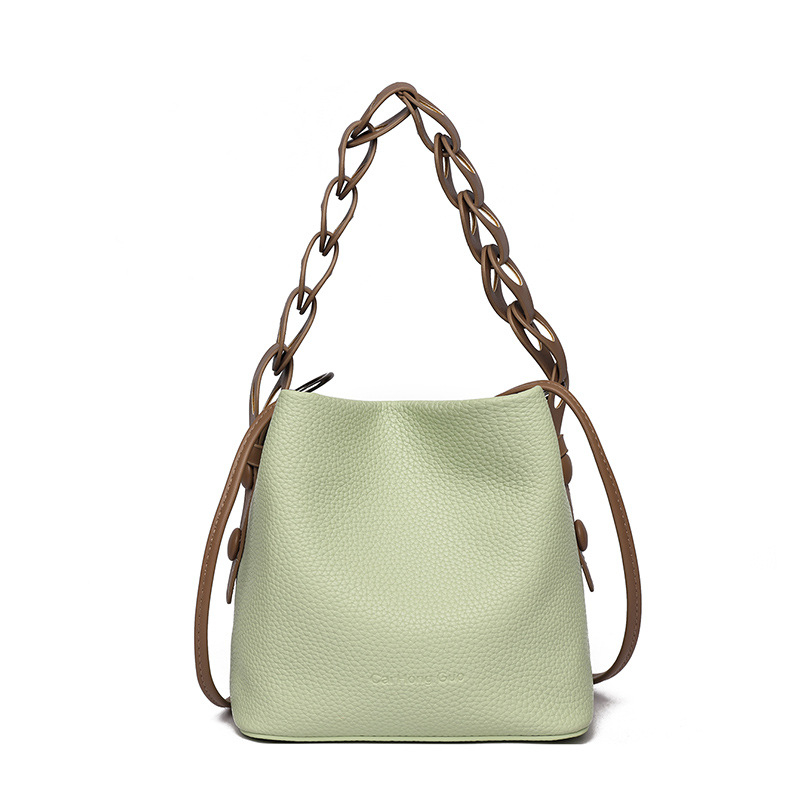 Ženska PU bucket torba, francuski stil, zimsko izdanje 2025, zatvarač na špagu, poliester podstava, gradski minimalistički dizajn, dnevna crossbody