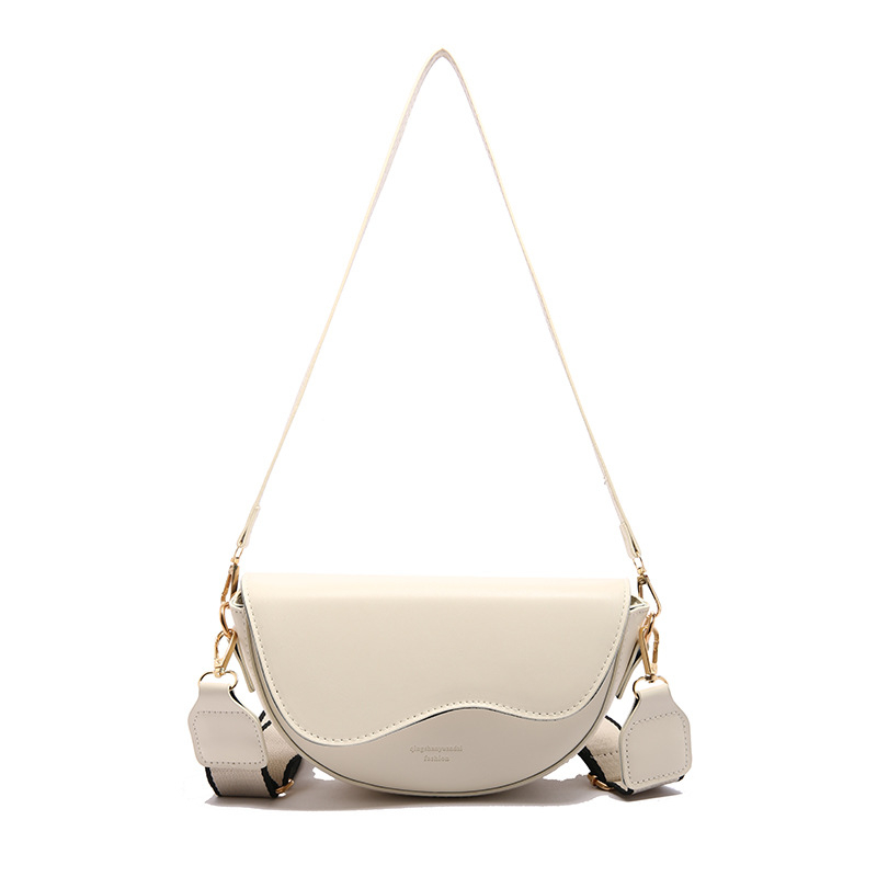 Ženska sedlovita torba — PU koža, gradski minimalistički stil, crossbody sa zatvaranjem poklopca, horizontalno kvadratnog oblika, podstava od poliestera, džep za mobitel