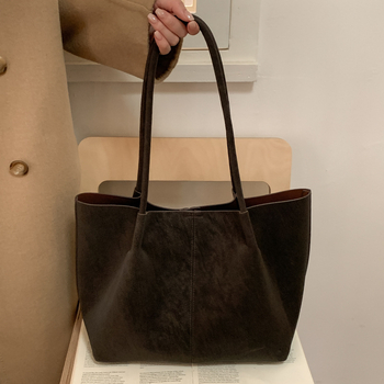 Tote torba - PU materijal, retro stil, zip zatvarač, zima 2025