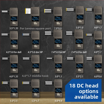 One Core Type-C–to–DC digitális kijelző adapter, PD 100W gyors töltés, noteszgép töltő konverter