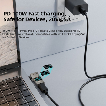 One Core Type-C–to–DC digitális kijelző adapter, PD 100W gyors töltés, noteszgép töltő konverter