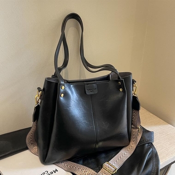 PU Tote bag за пътуване, хоризонтална квадратна форма, цип, без подплата, двойни презрамки, подходяща за ежедневна употреба