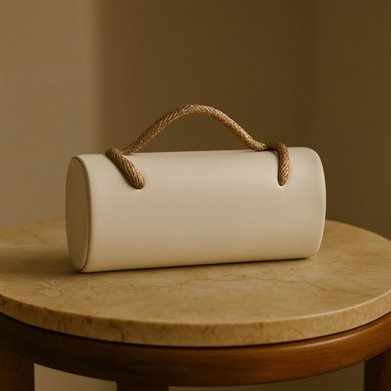 PU box clutch torba, ovalnog oblika, pamukova podstava, magnetska kopča i džep za mobitel