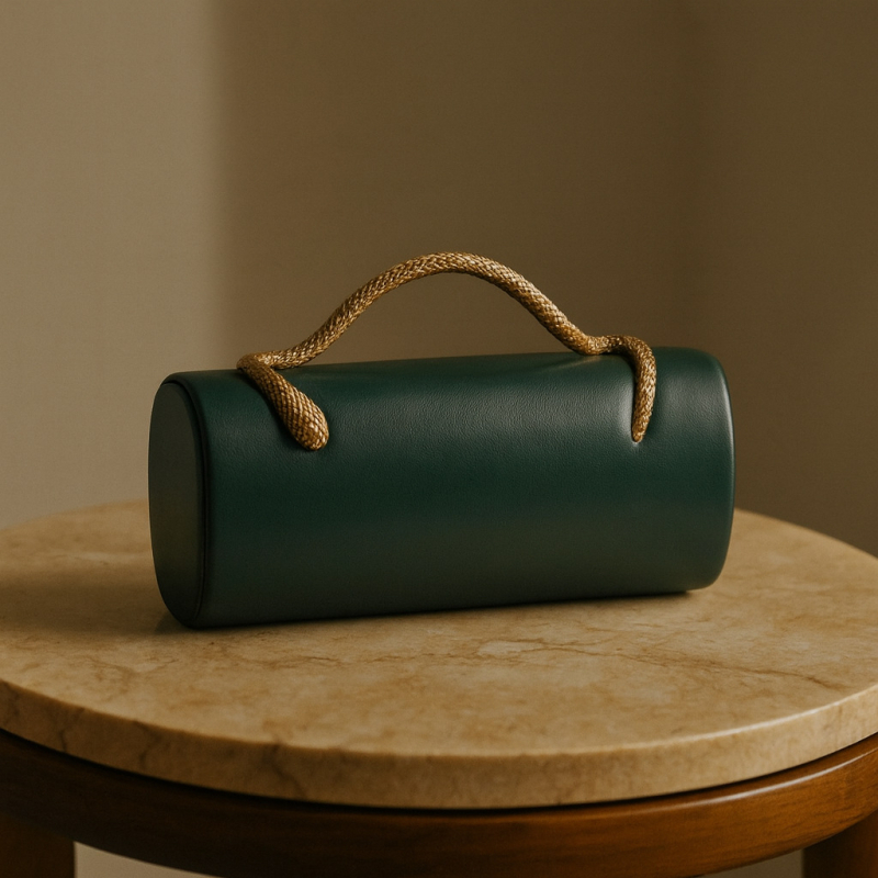 PU box clutch torba, ovalnog oblika, pamukova podstava, magnetska kopča i džep za mobitel
