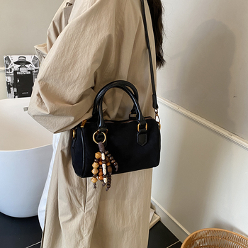 Boston crossbody torba od PU velura, korejskog stila, za žene, jesen 2025, vodoravni kvadratni oblik, zatvaranje na zip, poliester podstava, unutarnji džep sa zatvaračem, jedna naramenica