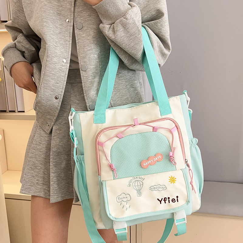 Nylon tote torba, gradski minimalistički stil, zatvarač, džep za dokumente, dvostruke naramenice