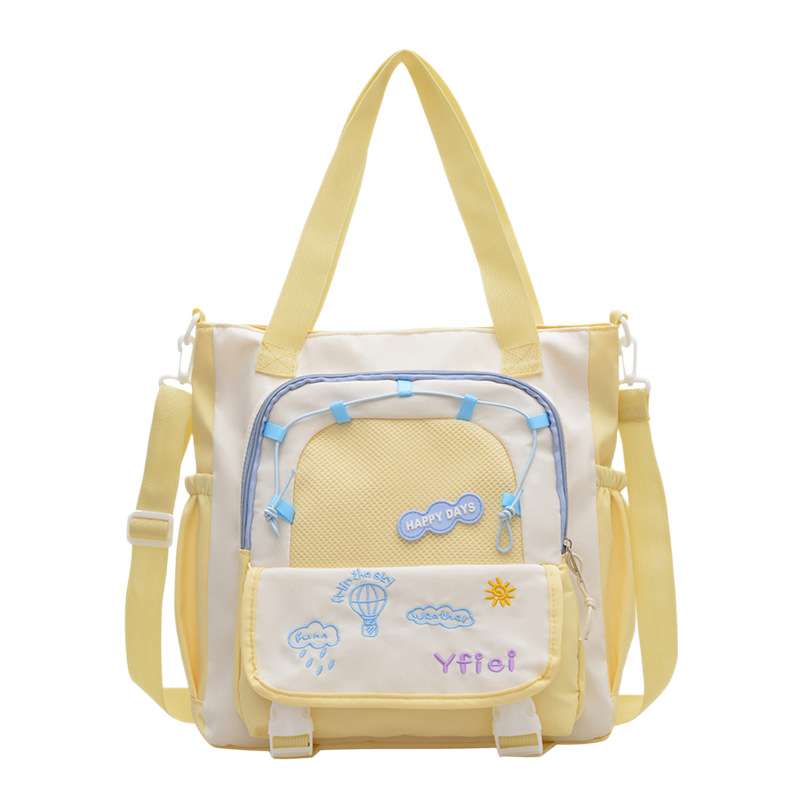 Nylon tote torba, gradski minimalistički stil, zatvarač, džep za dokumente, dvostruke naramenice
