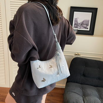 Ženska crossbody torba za jesen 2025 — PU materijal, horizontalni kvadratni oblik, zatvarač, poliesterska podstava, jedna naramenica