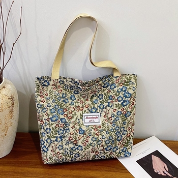 Platnena Tote torba sa zipom, unisex stil, podstava od tkanine, horizontalni kvadratni oblik, unutarnji džep