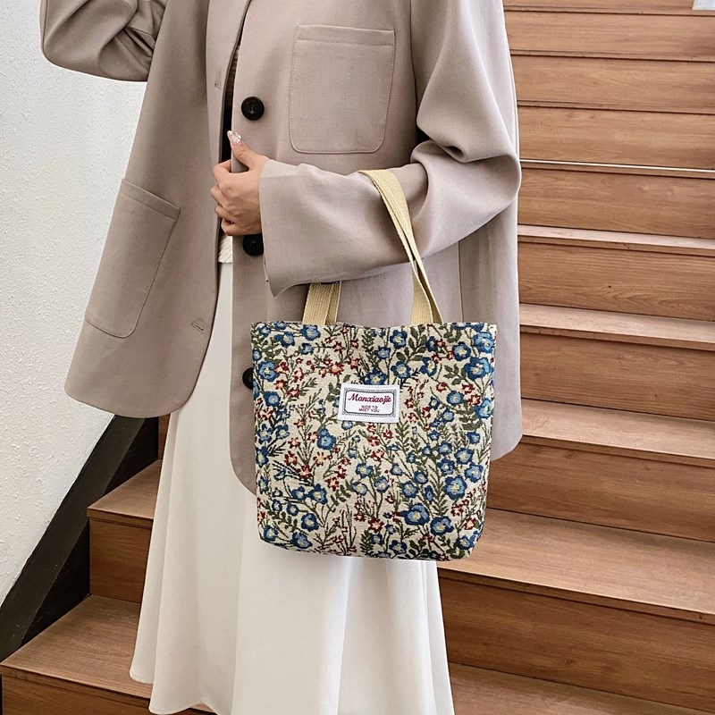 Platnena Tote torba sa zipom, unisex stil, podstava od tkanine, horizontalni kvadratni oblik, unutarnji džep
