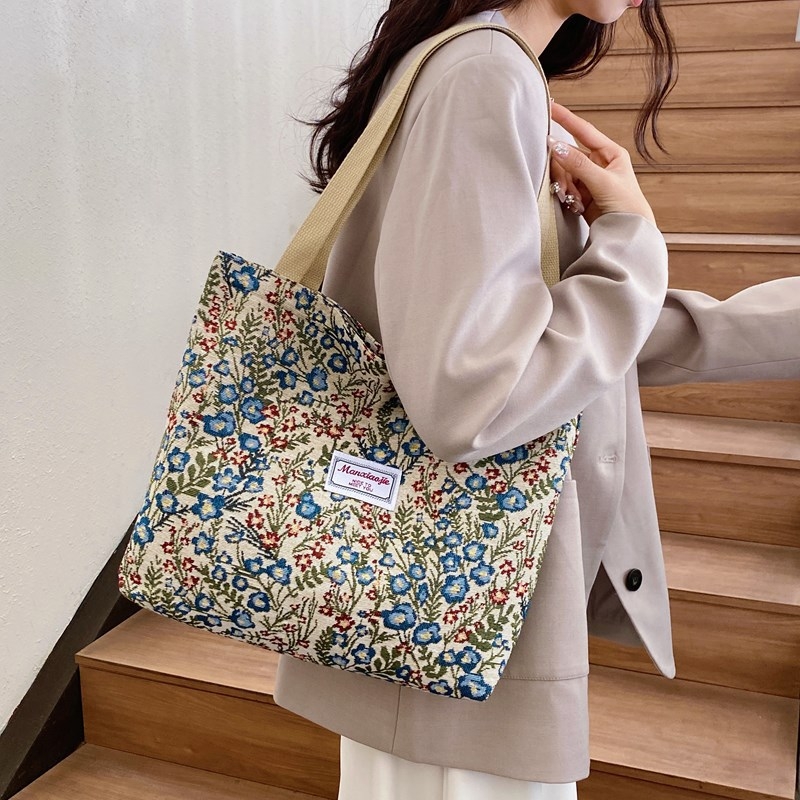 Platnena Tote torba sa zipom, unisex stil, podstava od tkanine, horizontalni kvadratni oblik, unutarnji džep