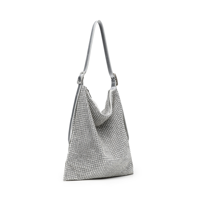 Večernja crossbody torba s kristalima, s jednim remenom (Stil: gradska jednostavnost; Materijal: akril; Oblik torbe: vodoravni kvadrat; Način otvaranja: zip; Godina/Sezona: jesen 2025)