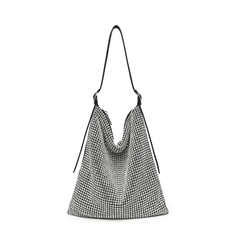 Večernja crossbody torba s kristalima, s jednim remenom (Stil: gradska jednostavnost; Materijal: akril; Oblik torbe: vodoravni kvadrat; Način otvaranja: zip; Godina/Sezona: jesen 2025)