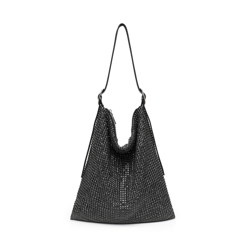 Večernja crossbody torba s kristalima, s jednim remenom (Stil: gradska jednostavnost; Materijal: akril; Oblik torbe: vodoravni kvadrat; Način otvaranja: zip; Godina/Sezona: jesen 2025)