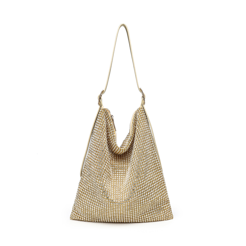 Večernja crossbody torba s kristalima, s jednim remenom (Stil: gradska jednostavnost; Materijal: akril; Oblik torbe: vodoravni kvadrat; Način otvaranja: zip; Godina/Sezona: jesen 2025)