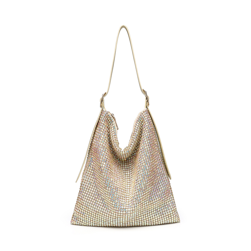 Večernja crossbody torba s kristalima, s jednim remenom (Stil: gradska jednostavnost; Materijal: akril; Oblik torbe: vodoravni kvadrat; Način otvaranja: zip; Godina/Sezona: jesen 2025)