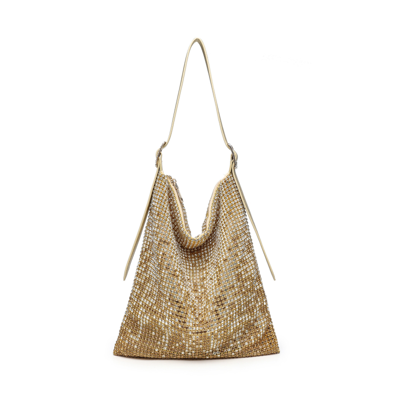 Večernja crossbody torba s kristalima, s jednim remenom (Stil: gradska jednostavnost; Materijal: akril; Oblik torbe: vodoravni kvadrat; Način otvaranja: zip; Godina/Sezona: jesen 2025)