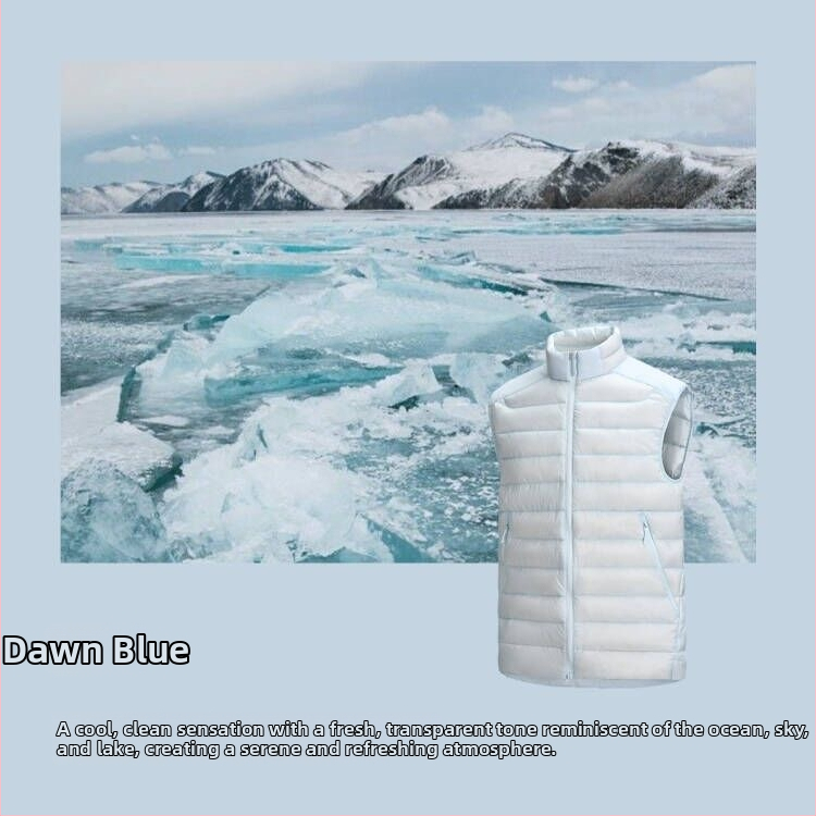 Външна пухена жилетка с изправена яка – лека, среден слой, с решетъчна шарка и пълнеж от бял патеши пух