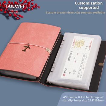 A5 színházi jegy és utazási tároló – hatszögű lyukas binder, PU bőr, testreszabás és logónyomtatás, engedélyezett magánmárka