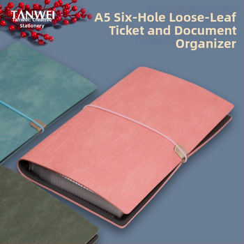 A5 színházi jegy és utazási tároló – hatszögű lyukas binder, PU bőr, testreszabás és logónyomtatás, engedélyezett magánmárka