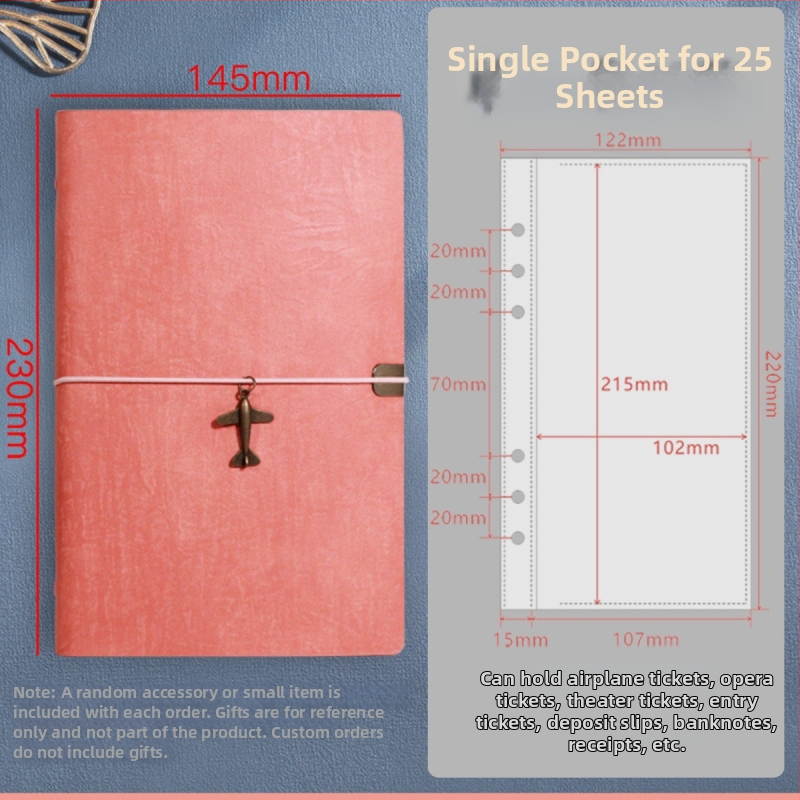 A5 színházi jegy és utazási tároló – hatszögű lyukas binder, PU bőr, testreszabás és logónyomtatás, engedélyezett magánmárka