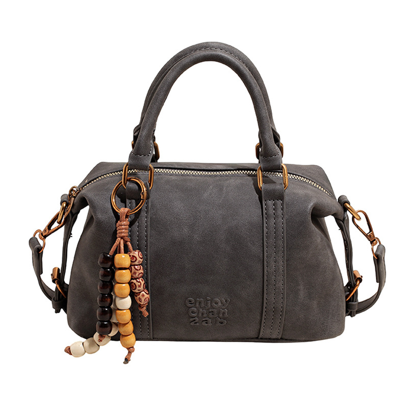 Ženska crossbody torba u urbanom minimalističkom retro stilu, PU koža, bowling torba, vodoravni kvadratni oblik, zatvaranje na zip, unutarnje pregrade za telefon i dokumente