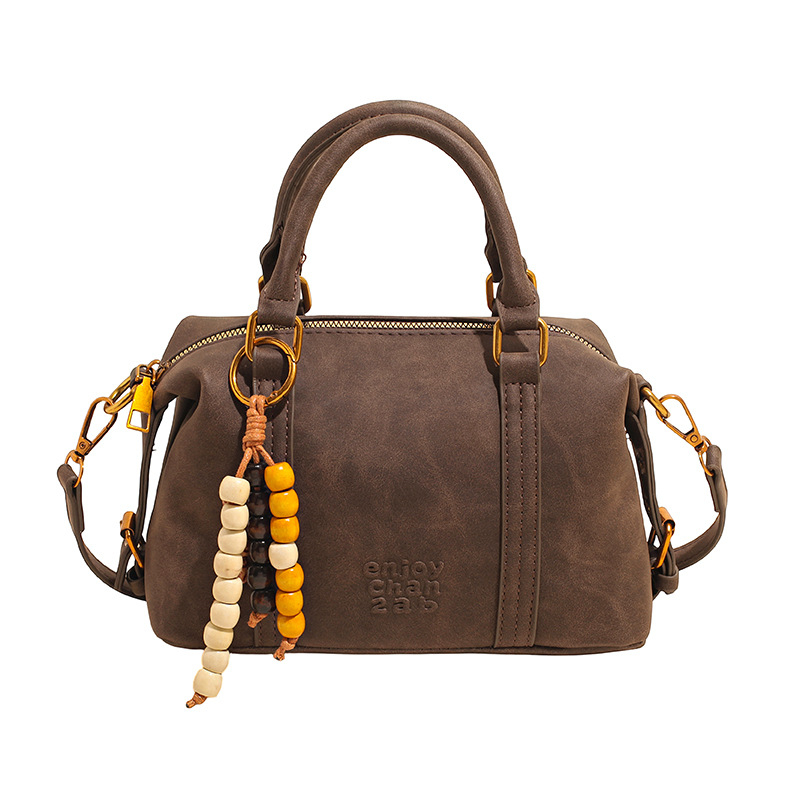 Ženska crossbody torba u urbanom minimalističkom retro stilu, PU koža, bowling torba, vodoravni kvadratni oblik, zatvaranje na zip, unutarnje pregrade za telefon i dokumente