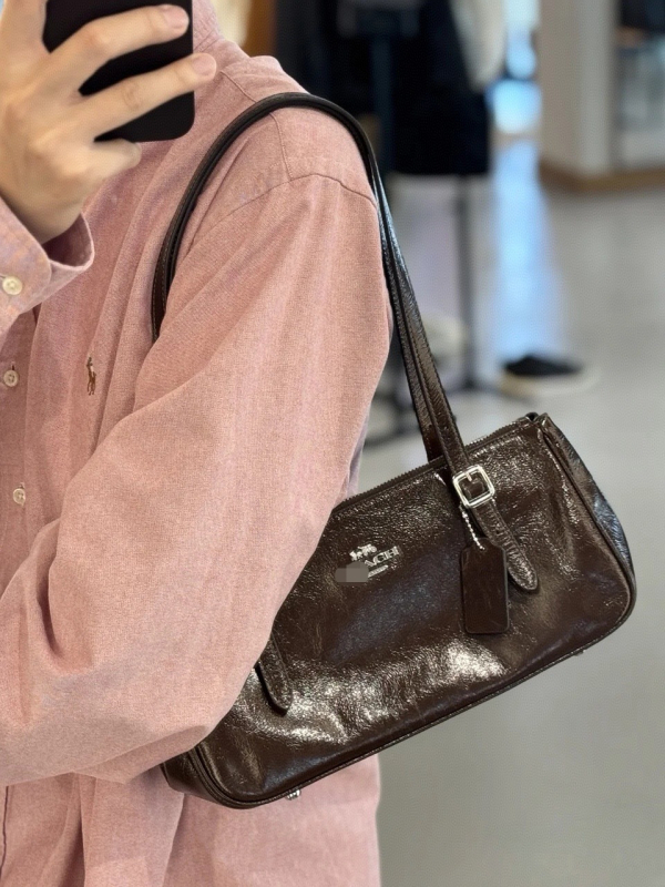 Torba baguette za posao, koža s uljem i voskom, gradski stil, horizontalni četverokutni oblik, zatvarač, unutarnja pretinica sa zatvaračem