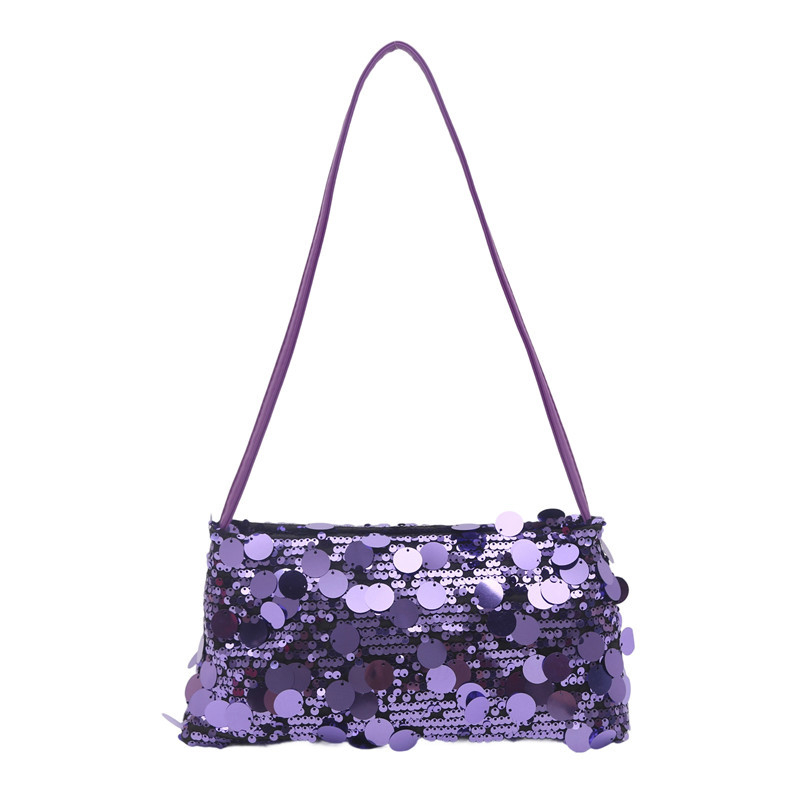 Damska dumpling torbica se štrasom i lančanim remenom, crossbody dizajn (Materijal: Štras; Oblik: Kvadratni oblik; Remen: Lančani; Otvaranje: Zip; Unutarnja podstava: Poliester)