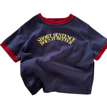 Tricou pentru copii, mâneci scurte, 100% bumbac, imprimeu desen animat, guler rotund, vară 2025