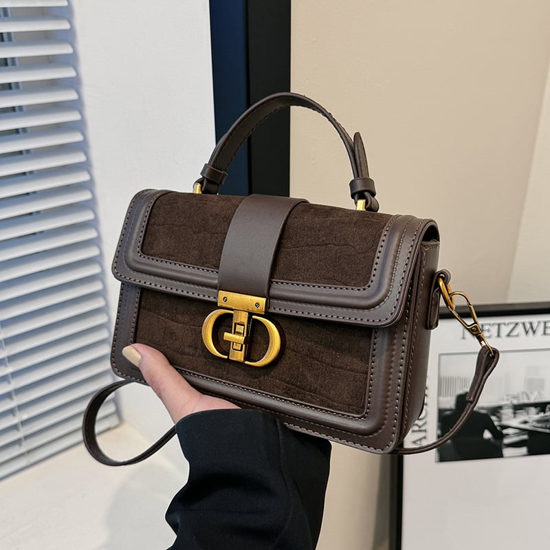 Urban minimalistička torbica za rame s horizontalnim kvadratnim oblikom, PU materijal, poklopac za zatvaranje, najlonska podstava, skriveni džep s zatvaračem, džep za telefon