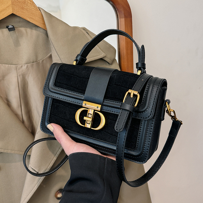 Urban minimalistička torbica za rame s horizontalnim kvadratnim oblikom, PU materijal, poklopac za zatvaranje, najlonska podstava, skriveni džep s zatvaračem, džep za telefon