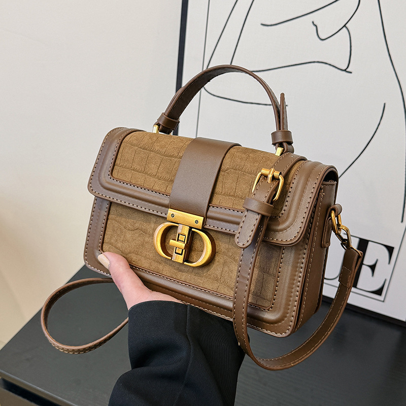 Urban minimalistička torbica za rame s horizontalnim kvadratnim oblikom, PU materijal, poklopac za zatvaranje, najlonska podstava, skriveni džep s zatvaračem, džep za telefon